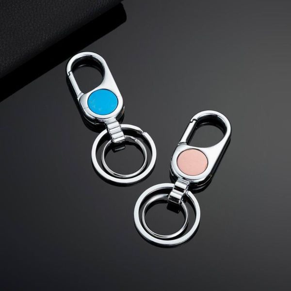 

keychains car keychain double circle logo metal key ring keyring chain creative holder auto accessories, Silver