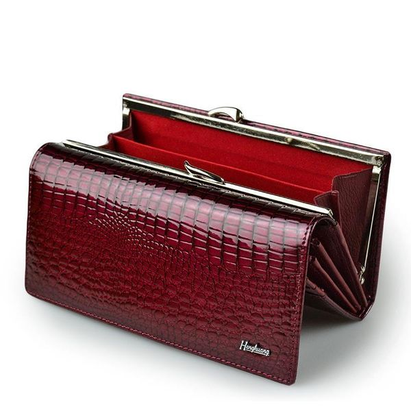 

designer genuine leather women wallet female long clutch money bag brand alligator ladies coin purse wifes, Red;black