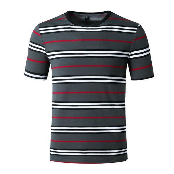 

men's t-shirts 2021 summer striped round neck t-shirt sasual short-sleeved plus size fat shirt, White;black