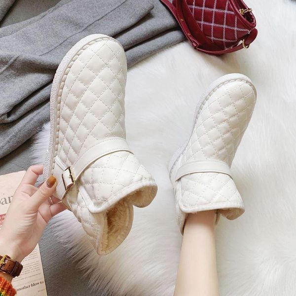 

boots winter women's warm snow sheepskin inner lining comfortable soft leather, Black