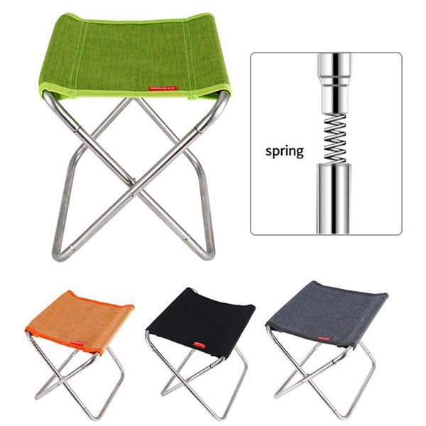 

outdoor camping stainless steel folding chair mini picnic barbecue fishing stool accessories