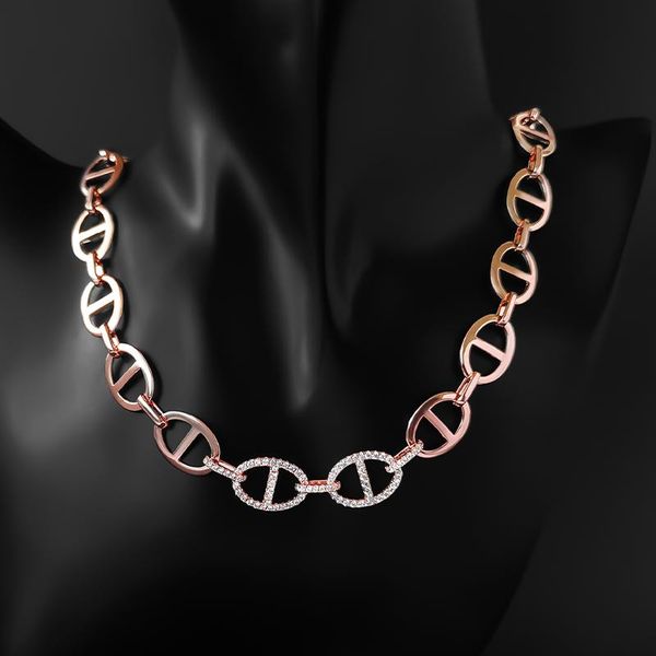 

chains s925 sterling silver summer sailor ring buckle necklace female fashion personality design pig nose clavicle chain jewelry gi