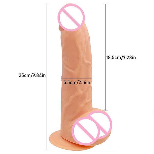 NXY Dildos 25 cm x 5,5 cm großer realistischer Penis, weiches Hautgefühl, riesige sexy dicke Glied