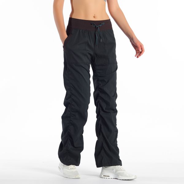 

lululemen womens yoga dance pants high gym sport relaxed lady loose pants women sports tights gym sweatpants femme yoga outdoor jogging pant, Black
