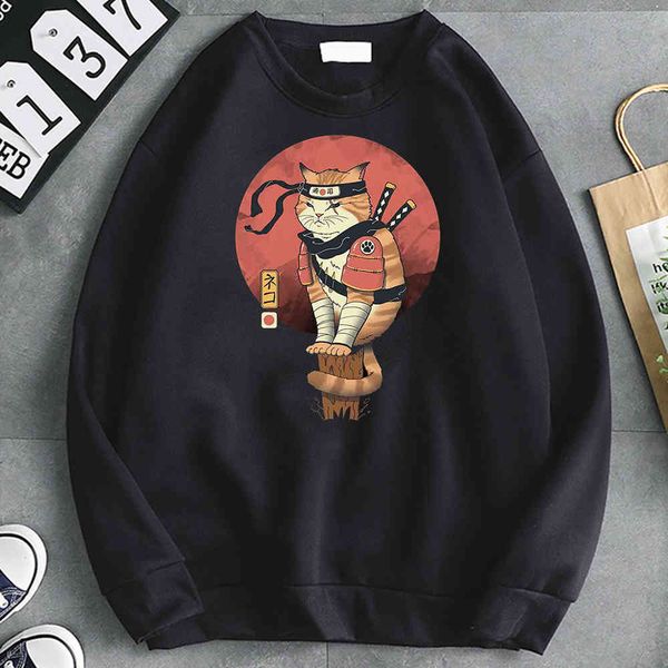 

ukiyo - men's long sved sweatshirt, cartoon pattern, men's street cloth, high-quality kpop round neck sweater, hip-hop style, Black