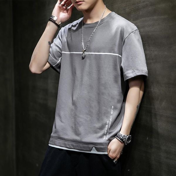 

men's t-shirts 2021 summer t-shirt loose print harajuku oversized casual o-neck hip-hop sports top, White;black