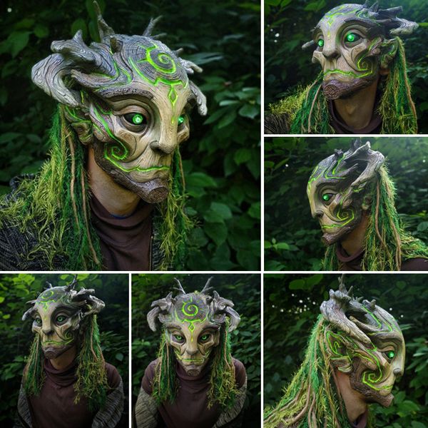 

halloween green elf mask forest party costume ball decorative props