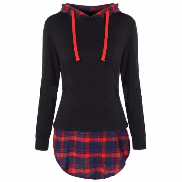 

women's hoodies & sweatshirts arrival contrast women plaid long sleeve autumn sweatshirt mt1491, Black