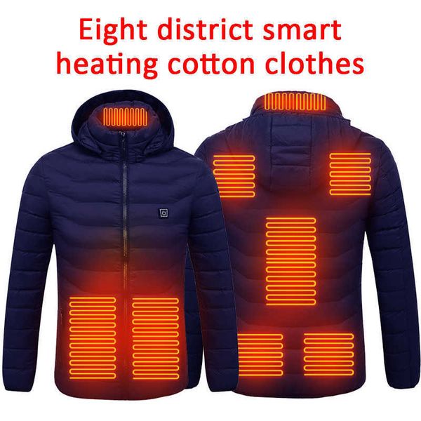 

1pc smart heating clothing winter light thin protection jacket male electric vest usb eight-zone 211013, Black;brown