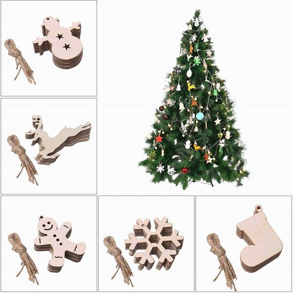 

christmas decorations 5pcs wooden pendants ornaments xmas tree ornament diy wood crafts kids gift for home party