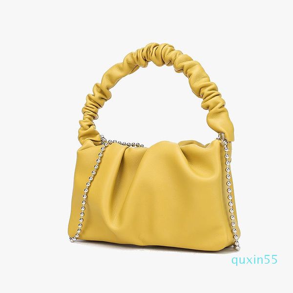 

evening bags retro women pleated pu underarm bag casual ladies handle pure color handbag solid tote 2021 fashion