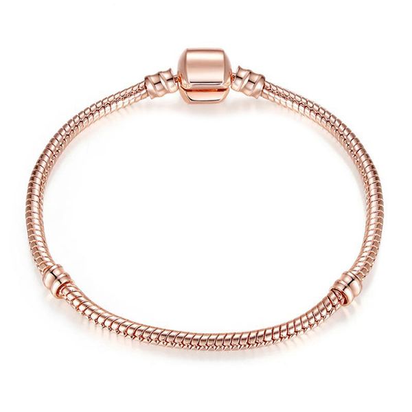 

1pcs drop shipping rose gold bracelets women snake chain charm beads for pandora bangle bracelet children gift b019, Golden;silver