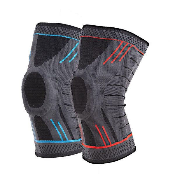 

sports knee braces for pain professional meniscus protection anti slip compression with spring silicone support elbow & pads, Black;gray