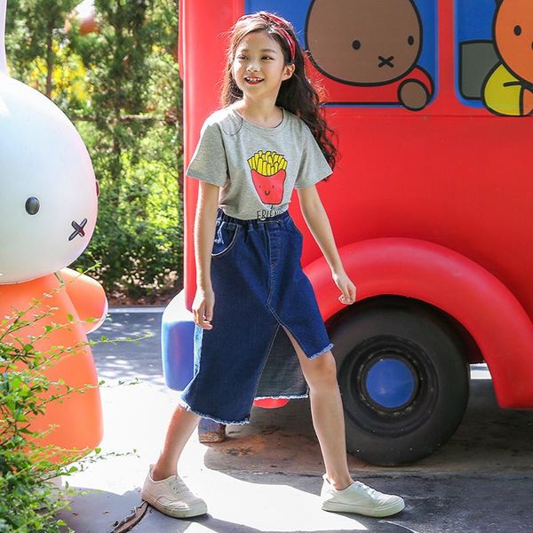 

skirts 2021 spring summer children skirt girls jeans baby denim irregular kids cotton toddler skirt,parent child,2505, Blue