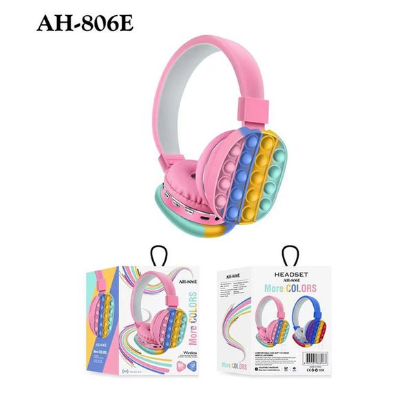 

2021 decompression creative silicone headset toy fidget wireless headphone tie dye