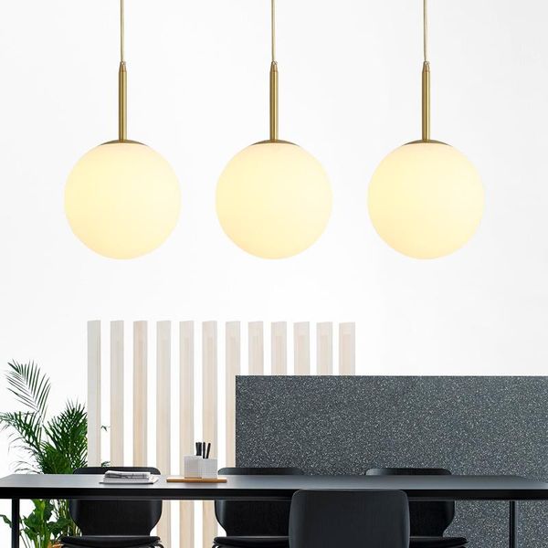 

pendant lamps copper creative bedroom bedseide pendent lamp post modern bar dining room white glass