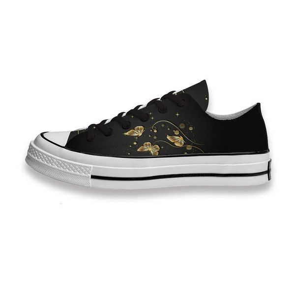 

custom printed sho gold butterfly sneakers low mens womens skateboard sport footwear diy trainers canvas casual shoe
