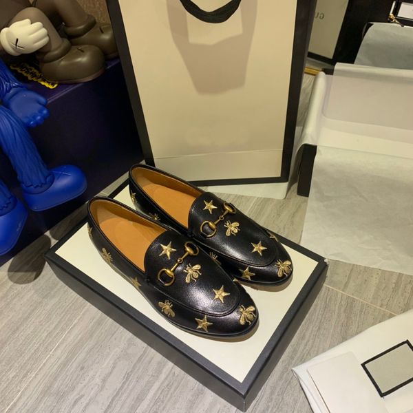 

2022 r ladies shoes dress loafer new luxury lady casual shoes leather women classic fashion with box size 35-40, Black