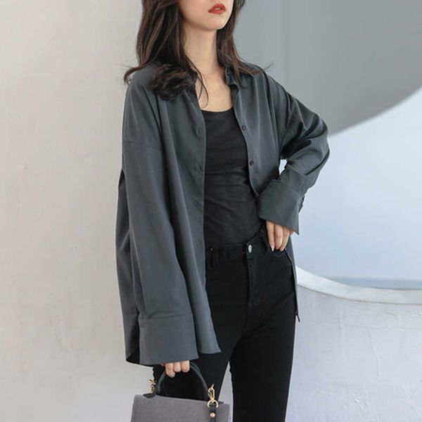 

women's blouses & shirts spring autumn korea fashion women long sleeve loose all-matched casual blusas turn-dow ihwj, White