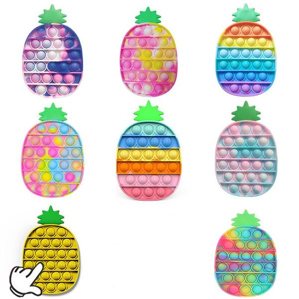 

fidget toys silicone rainbow camouflage pineapple toys fun stress relief toy at work opening the flip jigsaw by pressing finger foa