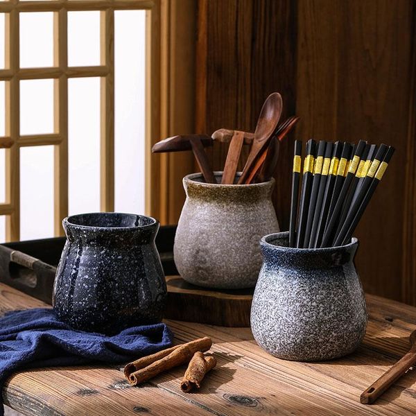 

storage bottles & jars japanese-style retro canister restaurant chopstick holder kitchen container chili jar oil ceramic chopsticks lou