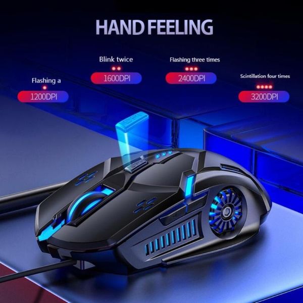 

mice silent/sound usb wired 6-buttons 3200dpi adjustable light gaming mouse for pc
