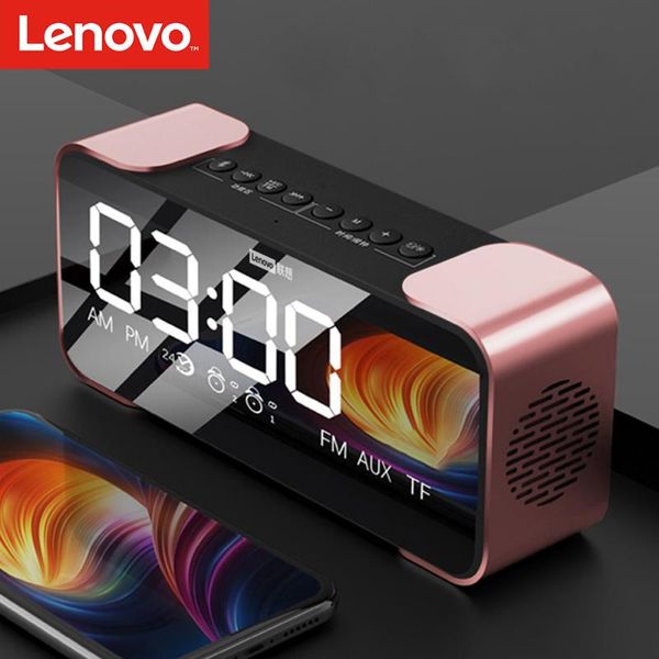 

original lenovo l022 speaker portable bluetooth wireless bass led alarm clock tf card aux fm loudspeaker w/ mic speakers