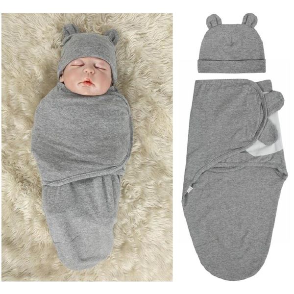 

blankets & swaddling born anti-startle wrapper baby wrap blanket cotton fetus cap + sleeping bag set 0-3 months ear