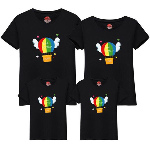 

summer look matching outfits t-shirt clothes mother father son daughter kids baby air balloon printing t-shirt, Blue