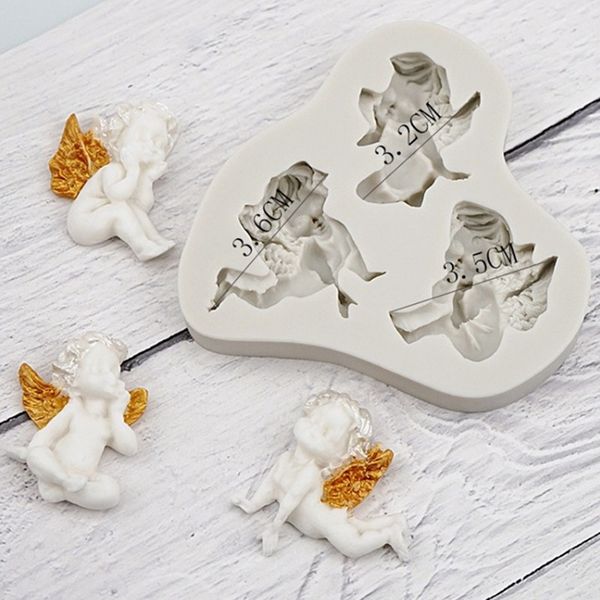 

baby angel shaped silicone mold cake decoration boy fondant cookies tools 3d silicone candy mold, Slivery;golden