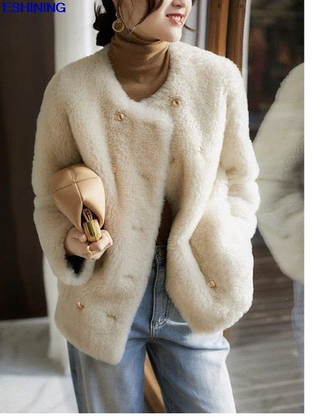 

women's suits & blazers 2022 brief paragraph mousse particles woolen female autumn winter classic vetement femme rice white coat, White;black