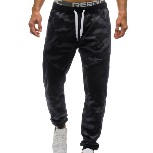

men's pants brand men summer camouflage fashion 2021 all match skinny streetwear casual trousers jogging sweatpants, Black