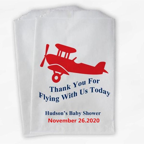 

gift wrap custom personalized airplane party candy favor bags - thanks for flying treat baby shower paper