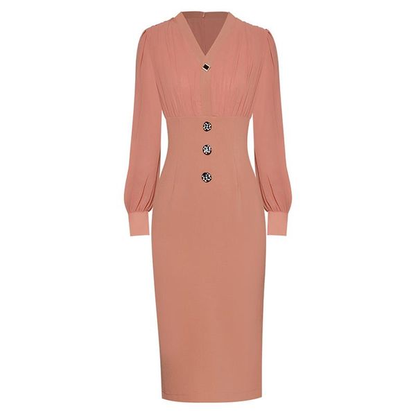 

casual dresses excellent quality est runway nice long sleeve v-neck brief buttons dress, Black;gray