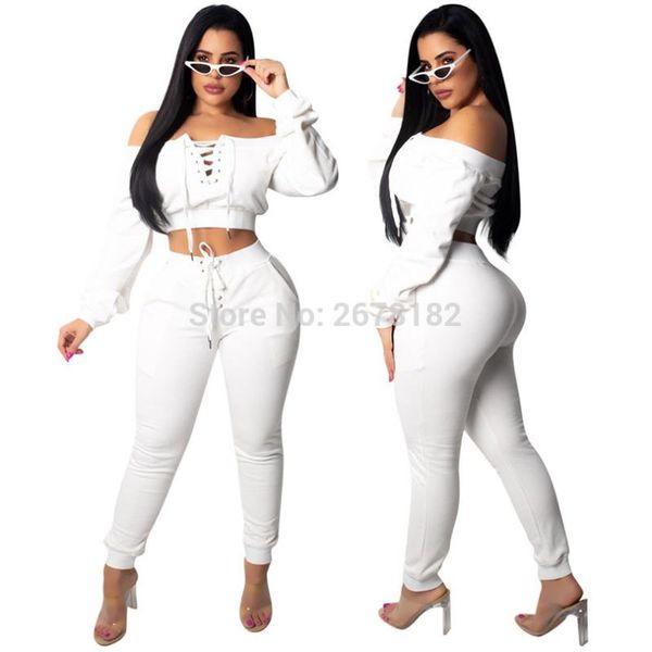 

women's jumpsuits & rompers bandage jumpsuit female fashion casual white elegant slash neck autumn long sleeve women, Black;white