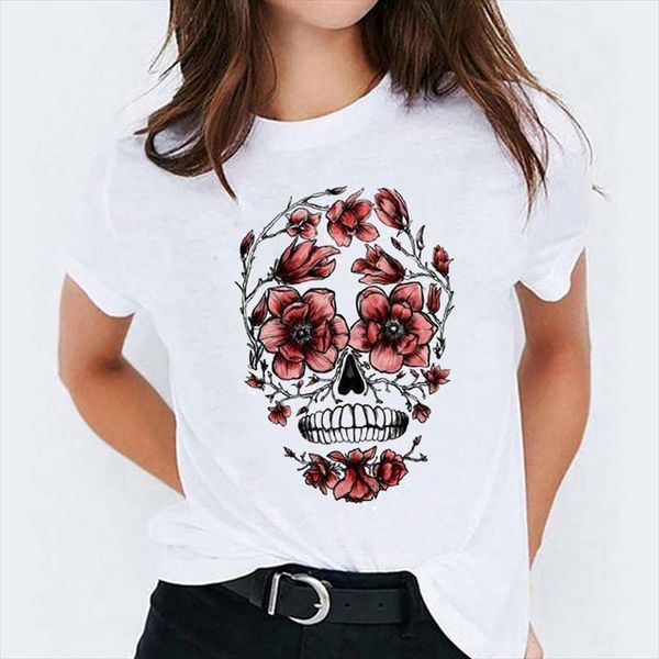 

for men 90s cute mens t shirts floral plant skull face halloween lady ladies female tee graphic, White;black