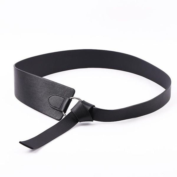 

leisure wedding women's belts wide leather corset obi thin waistband belt lady tie black for red female dress, Black;brown