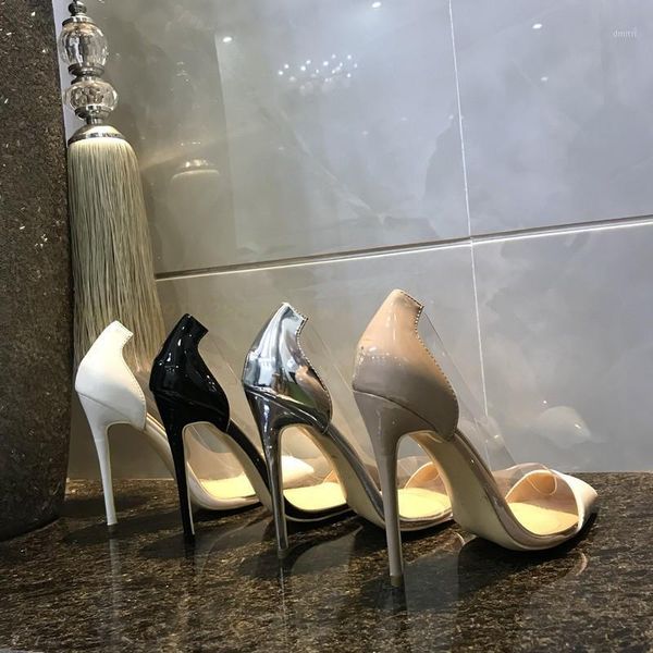 

fashion women pumps lady nude patent leather clear point toe high heels shoes thin heeled 12cm 10cm 8cm stiletto dress, Black