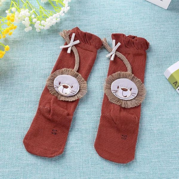 

cute lion baby girls knee high long socks toddler leg warmer boot, Pink;yellow