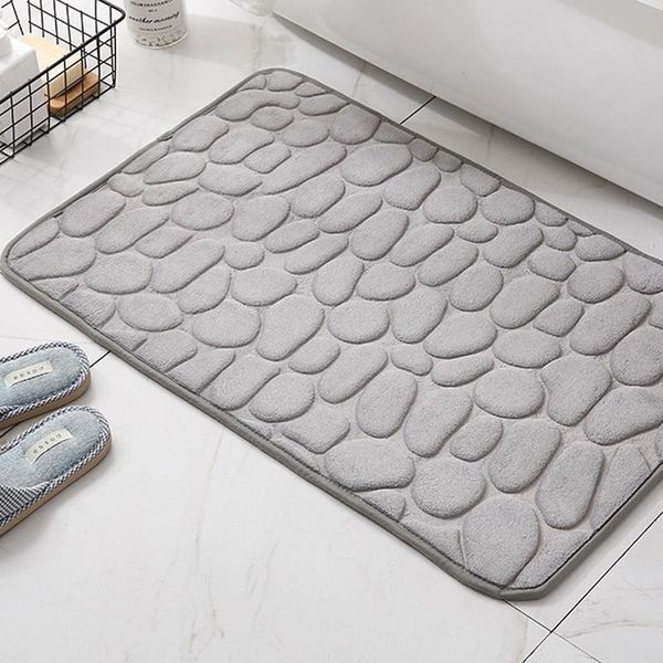 

bath mats cobblestone embossed home mat bathroom carpet water absorption non-slip memory foam absorbent washable rug toilet floor