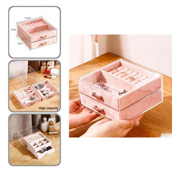 

jewelry pouches, bags acrylic smooth trough design display holder stress-resistance organizer multi-grids for bracelet, Pink;blue