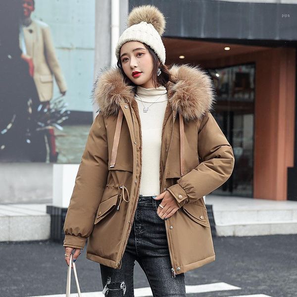 

women's down & parkas warm short cotton padded womens 2021 winter coats female long sleeves elegant overcoat, Black