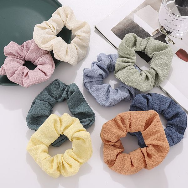 

pure color modern simple circle lovely female pig large intestine chiffon fresh and versatile hair ring