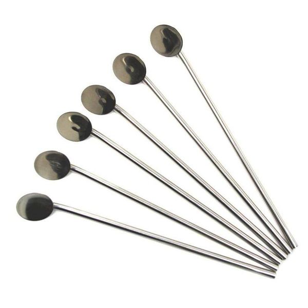 

cocktail spoon drinking straw spoonbill cup latte stained iced coffee 6x disposable dinnerware