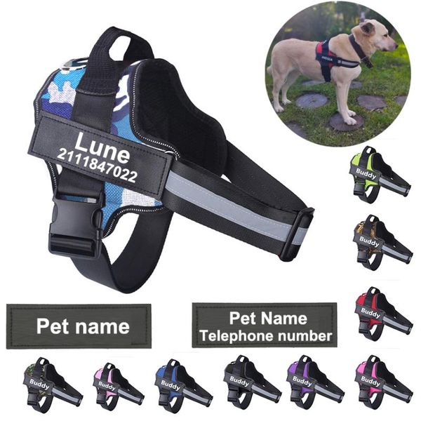 

dog collars & leashes reflective harness no pull breathable adjustable pet vest with id custom patch outdoor walking for dogs supplies