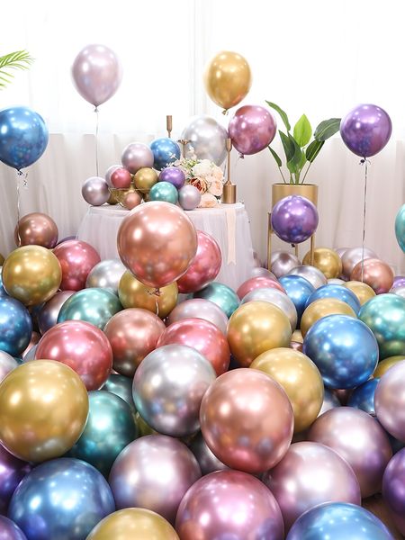 

20pcs 5/12inch chrome metallic gold silver green purple ballon wedding birthday party decor latex air balls kid toys balloons