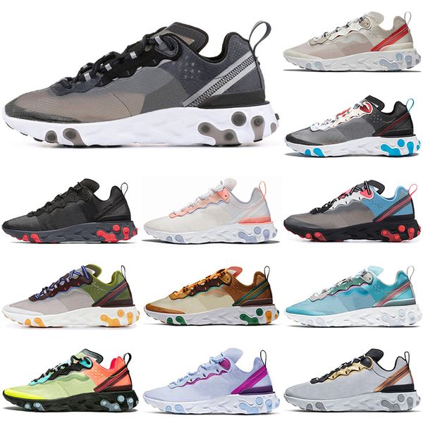 

running shoes 55 87 react element man woman triple black white anthracite sail dark grey solar pale pink moss orange peel royal tint volt ra