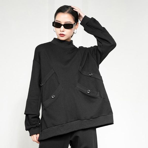 

women's hoodies & sweatshirts street wear black long sleeve pullovers autumn winter mandarin collar casual