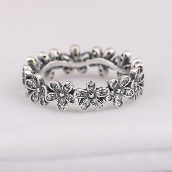 

cluster rings s925 for women dazzling daisy meadow stackable ring girl birthday finger gift lady jewelry, Golden;silver