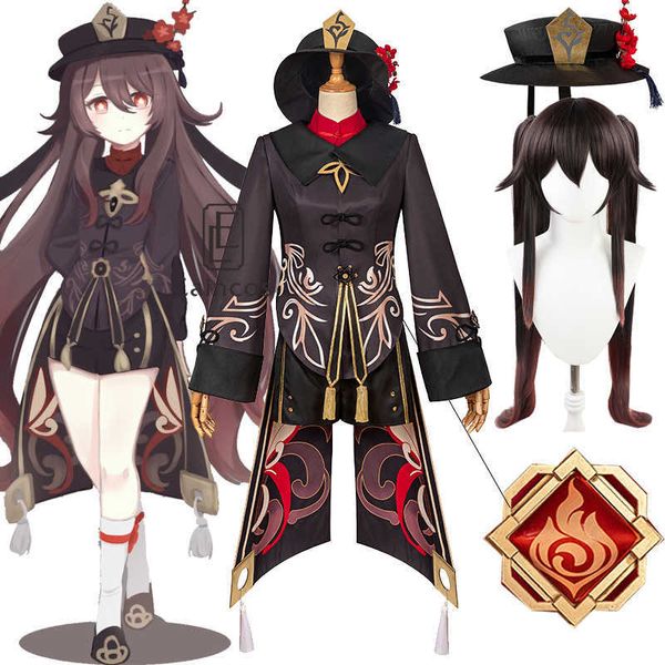 Gioco Genshin Impact Hu Tao Costume Cosplay Abiti Anime Abito Carnevale di Halloween Uniformi Ragazza Donna Y0903